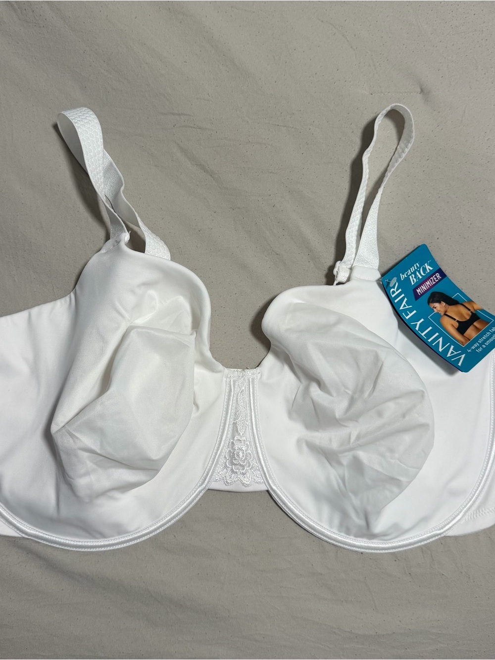 Vanity Fair White Smooth Full-Coverage Underwire Bra with Lace Accent